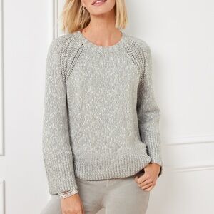 Talbots Heather Gray Knit Crew Neck Sweater Shaker Stitch